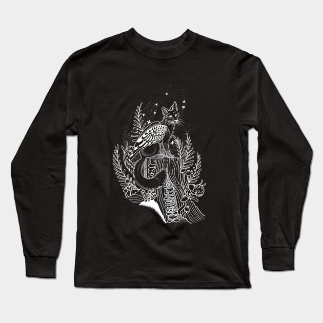 Winged Fox in White Long Sleeve T-Shirt by LoraMaze